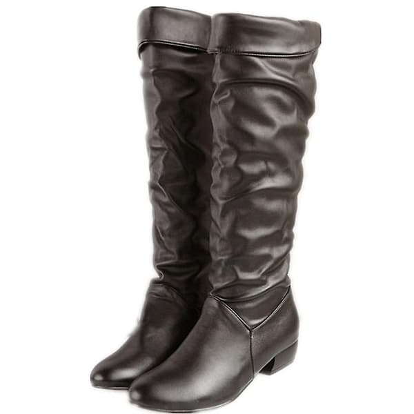 Vinter Mid-kalv Dam Flats Klack Half Boots Brown 10