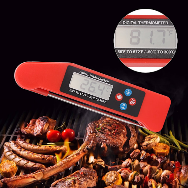 Vikbar Digital Röstdisplay BBQ Grill Kötttermometer Kök Matlagning Mat Termometer