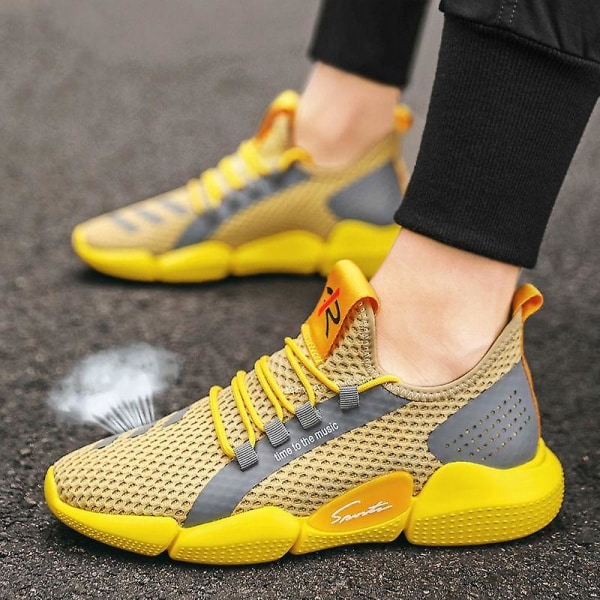 Lätta Casual Sneakers Skor för män Yellow 41