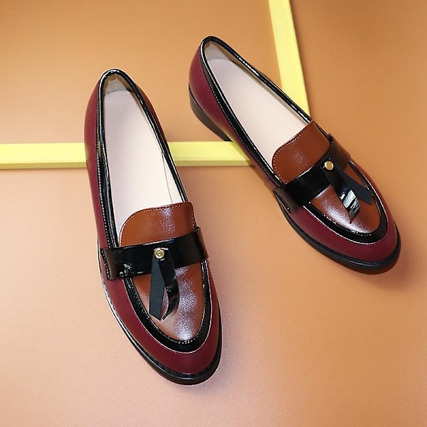 Women's Flats Oxfords Sneakers i äkta läder - Vinsvart 9