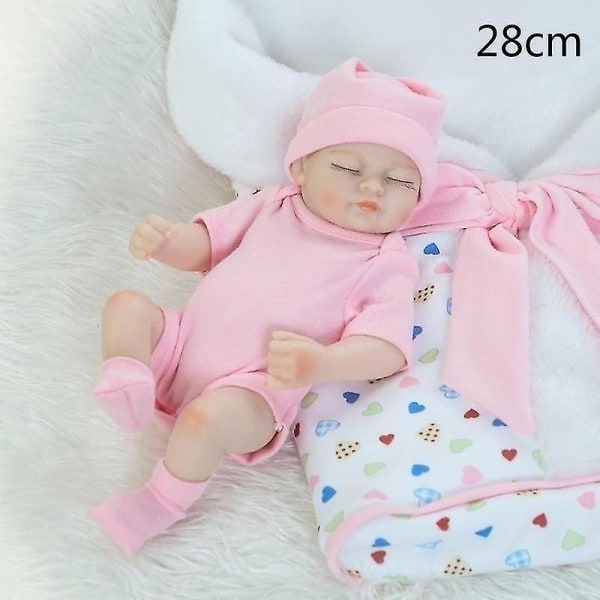 28/55 cm Härlig naturtrogen konstgjord simulering Reborn Baby Dolls Silikonduk Naturtrogna spädbarnstjejleksakspresenter Pink