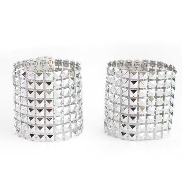 50 st Servettringar Rhinestone Servettringar Dekoration För Bröllopsfest Silver