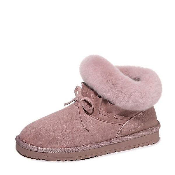 Winter Warm- Fur Inner Ankel Snow, Slip-on Flats Boots Black 34