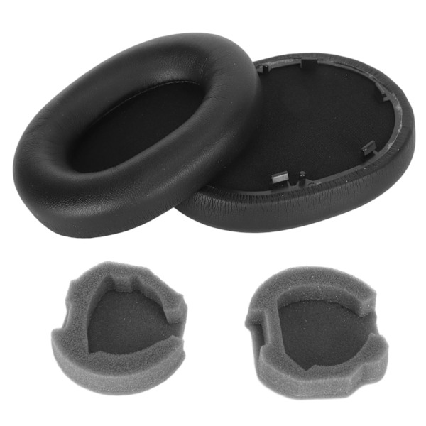 Hörlurskuddar Proteinläder Ljudisolering Memory Foam Svamp Öronkuddar för WH 1000XM5 Trådlöst Headset Svart