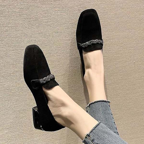 Höst Vinter Dam Loafers. Lågklackade Båtskor Plush Khaki 10