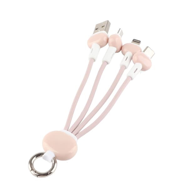 Multiladdningskabel Silikon Nyckelring 3 i 1 Laddningskabel Kompatibel för Micro USB/Typ C