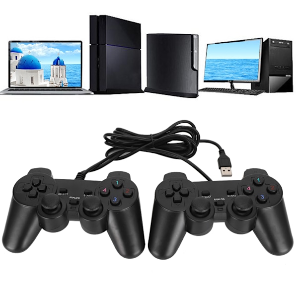 208-2 USB Vibrations Dubbel-Action Spelkontroll Spelkontroll Joystick för PC-dator
