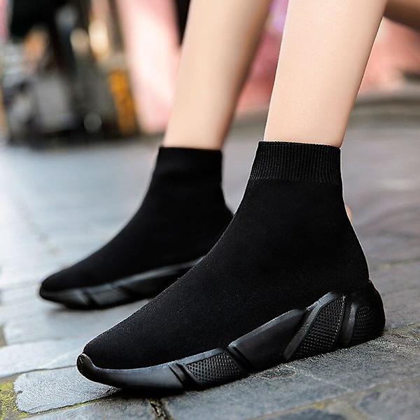 Andningsbara Ankelboots Damstrumpor Skor (Set om 3) All Black 2 44