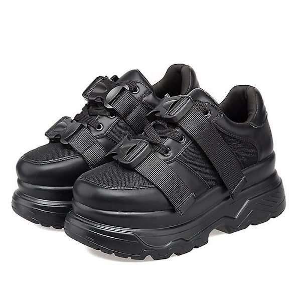 Sneakers för kvinnor och män, Casual Slip On Platform Lätt vulkaniserad sko WHITE 40