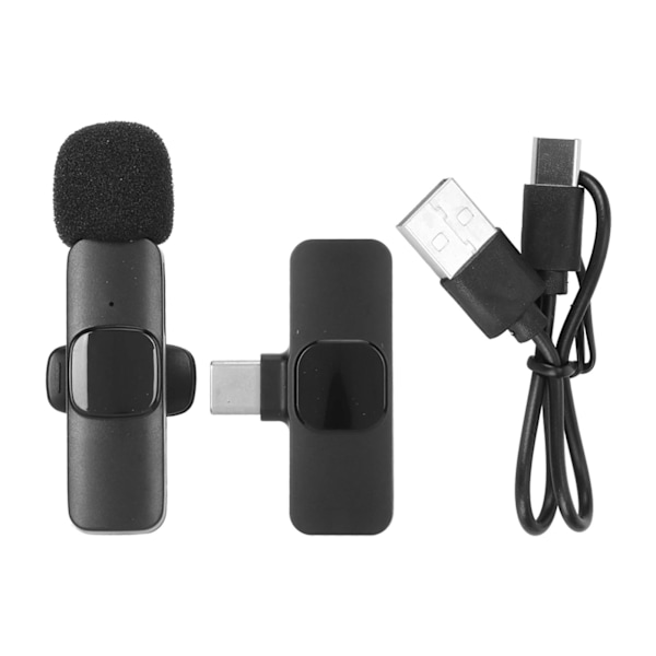 Trådlös Lavalier Slagmikrofon Brusreducerande USB Typ C Auto Sync Uppladdningsbar Trådlös Clip On Mikrofon