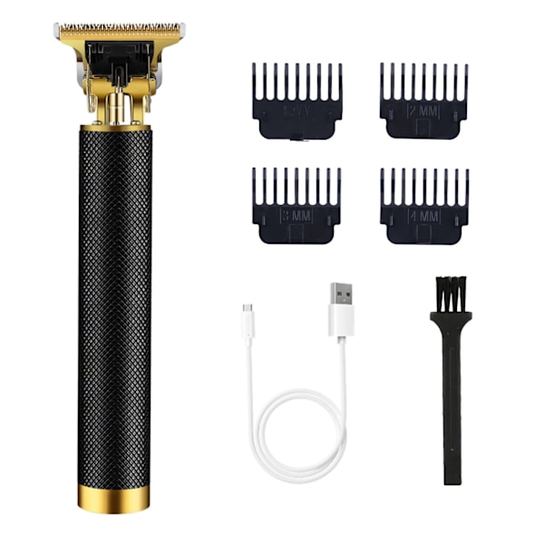 Elektrisk hårklippare för män, set med fin skärning, lång uthållighet, tyst, sladdlös trimmer, svart guld