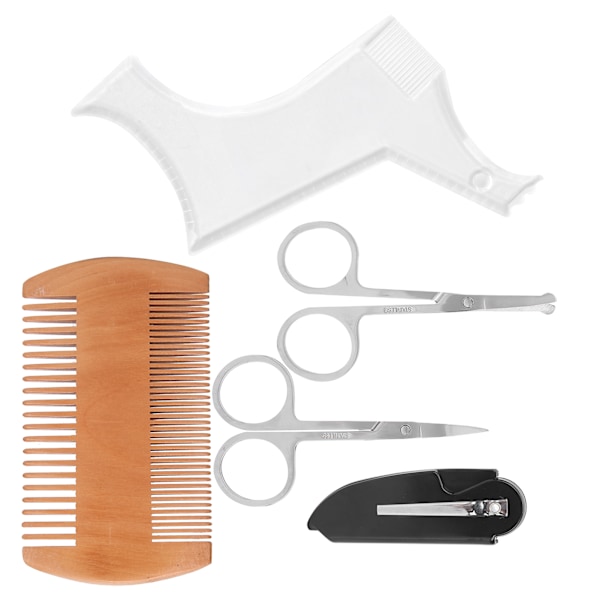 Transparent Skäggformningsmall Kam Sax Grooming Styling Set
