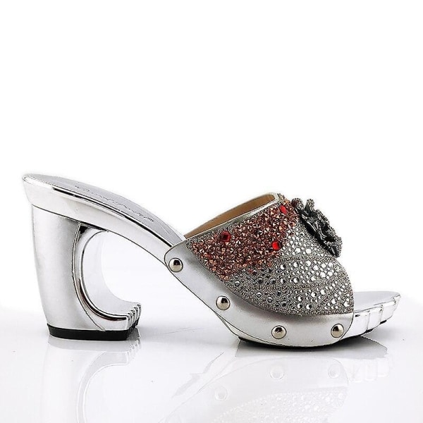 Fashionabla italienska applikationer Lady Sandaler 42 / only shoes silver
