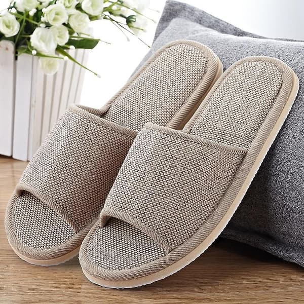 Sommar- Linne inomhusgolv, tofflor, sandaler White 8