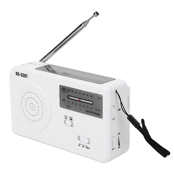 RD?638T Bärbar Solcellsdriven Handvev AM FM Radio Nödläge med LED-ficklampa
