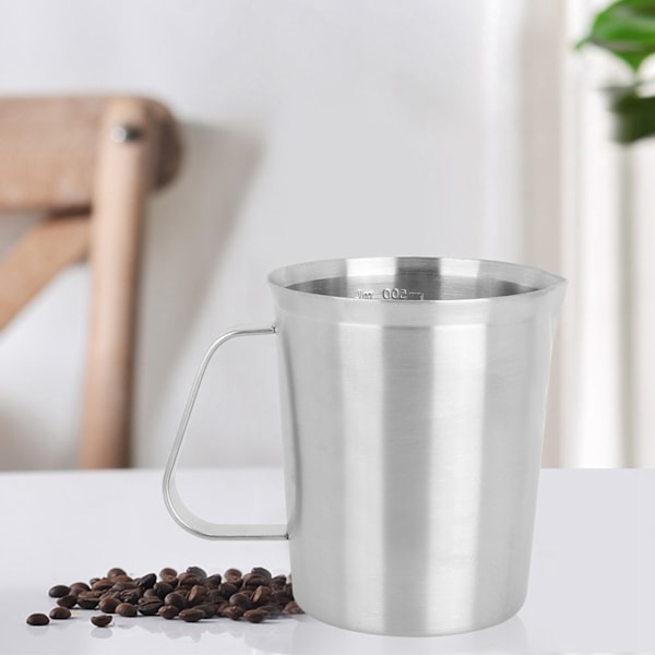 500ML Mätkopp i Rostfritt Stål Latte Mjölkskumningsmugg med Handtag Köksartiklar