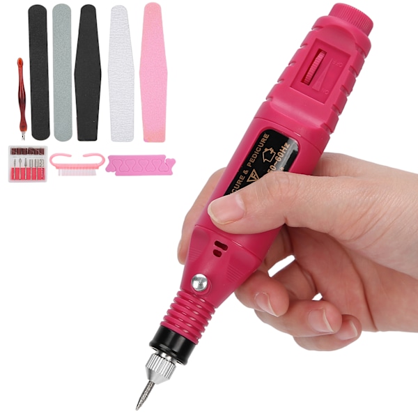 USB Nagelborr Pen Tåseparator Fil Dammsborste Nagelbandstrimmer Manikyr Verktygsset