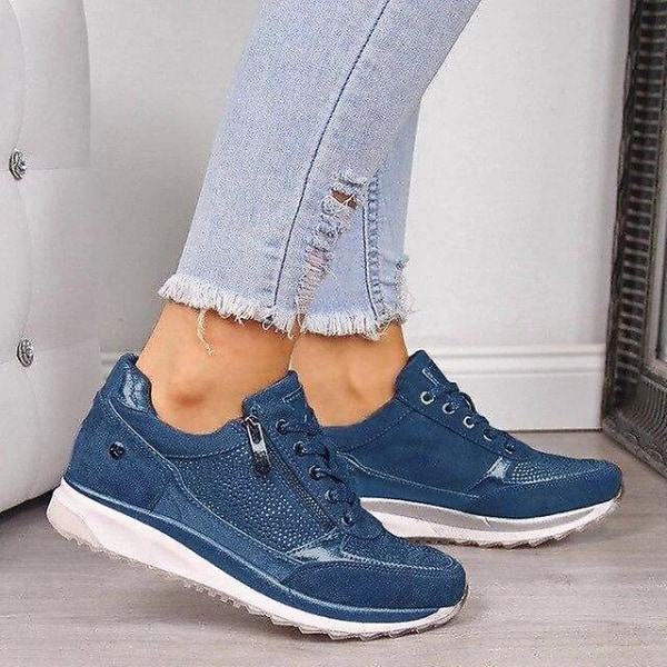 Wedges Sneakers för kvinnor, Vulcanize Paljetter Shake Shoes blue 35