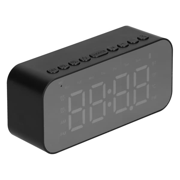 Digital Väckarklocka Portabel Bluetooth Väckarklocka med LED-Display och Högtalare för Sovrum och Kontor Svart