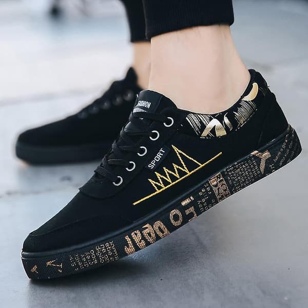 Bekväma herrskor, modesneakers 1717-blackwhite 8.5