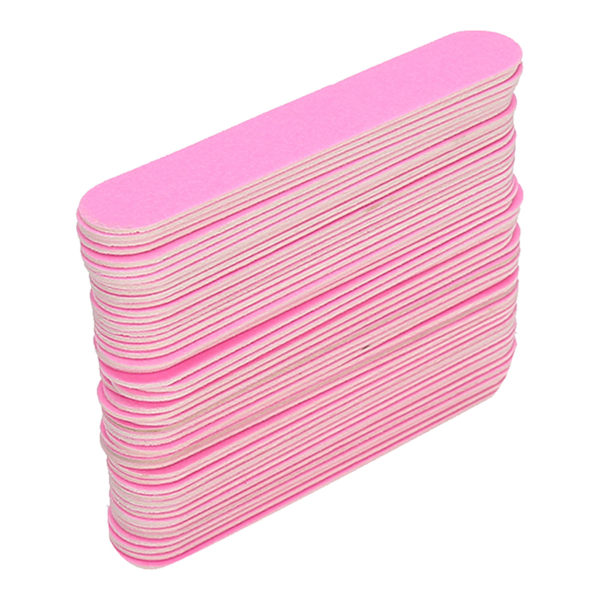 100 st Nagel Fil Dubbelsidig Buffer Sandpapper Polering Strip Manikyr Verktyg Rosa