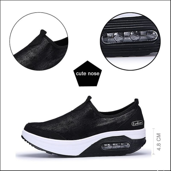 Flats Loafers- Grunda träningsskor, Slip-on Plattform, Balett Sneakers black 9.5