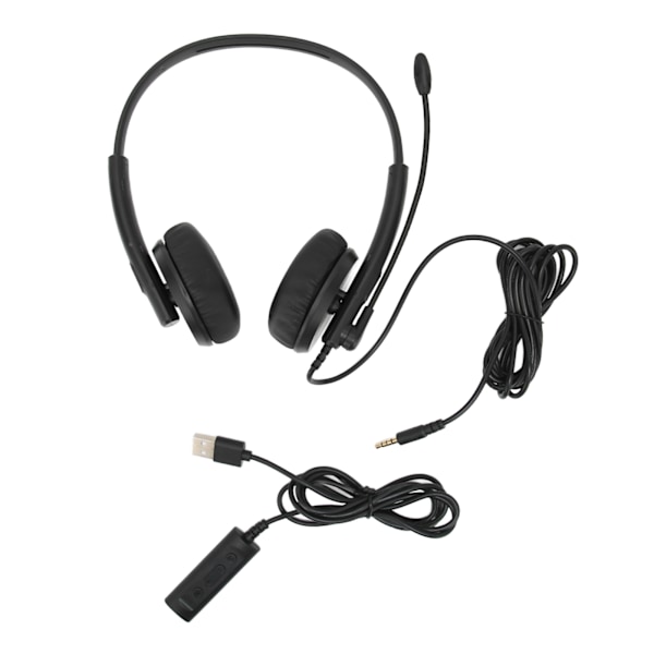 XD1000 USB-headset med 3,5 mm brusreducerande mikrofon - Kundtjänstheadset för Skype, webinar, callcenter