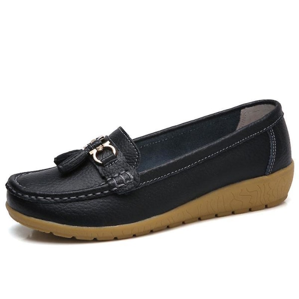Sommarloafers, Äkta Läder Mjuka Äkta Läder Damskor Set-1 Black 7