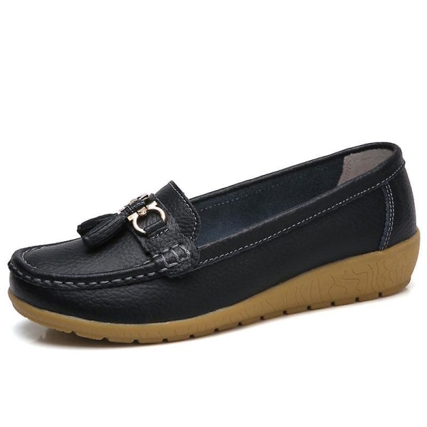 Summer Loafers, Äkta Läder Mjukt Äkta Läder Dam Platta Skor Set-1 Black 5