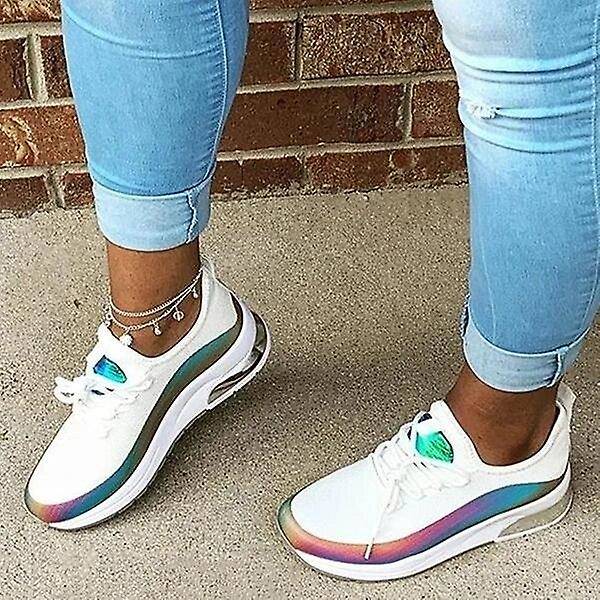 Modeplattform, Chunky sneakers med snörning White 43