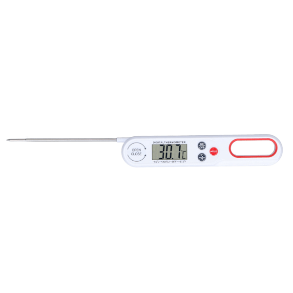 Digital Mattermometer Direktavläsning Noggrann Vikbar Mat BBQ Grill Matlagningstemperaturmätare med Batteri Vit