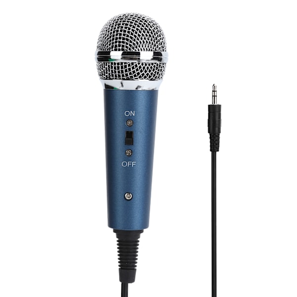 Trådbunden kondensatormikrofon 3,5 mm med U-formad 3,5 mm ljudadapter för dator Karaoke (Blå)