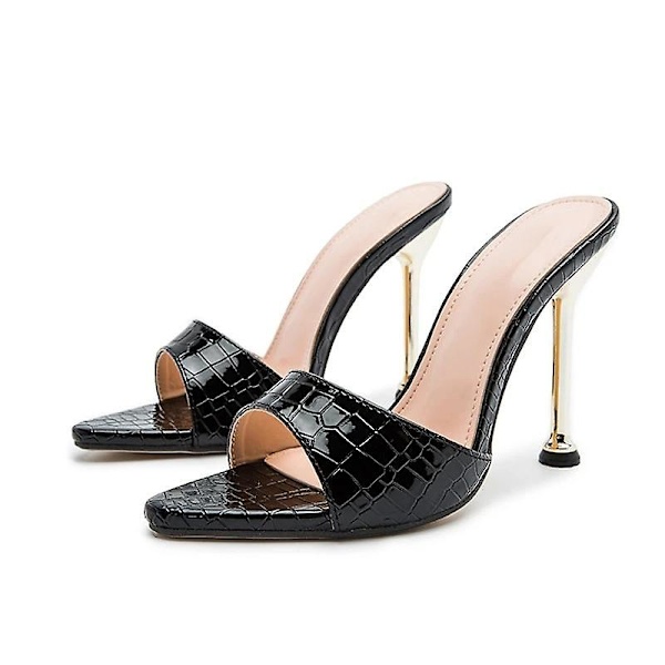 Högklackade tofflor, sandaler, flip-flops, spetsiga slides, festskor dam Brown 42