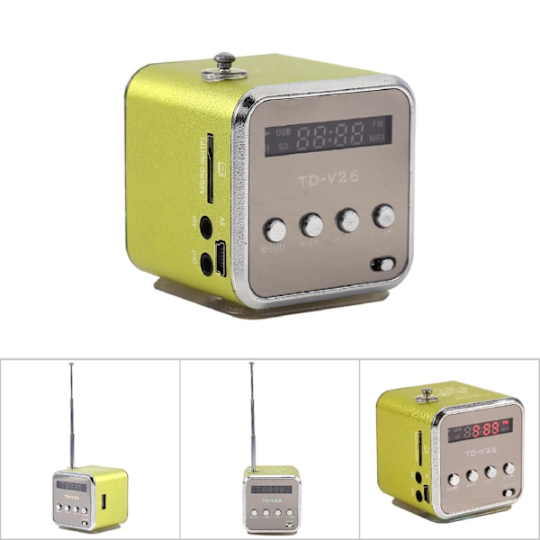 Miniftalare Musikspelare Bärbar FM-radio PC Mode Stöd för TF-kort och U-disk Grön