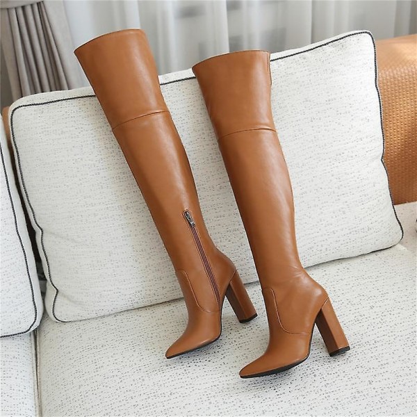 Meotina Over The Knee Boots, Damskor Brown 9.5