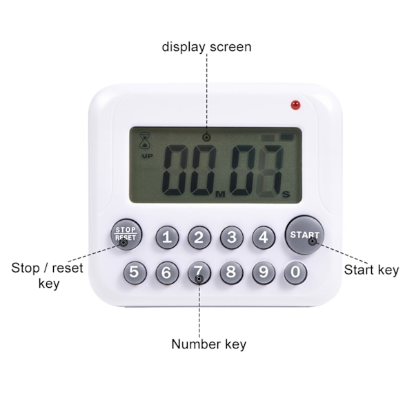 Digital Stor LCD Timer Kök Matlagning Nedräkning Klocka 99 Minuters Alarm Batteridriven Grå