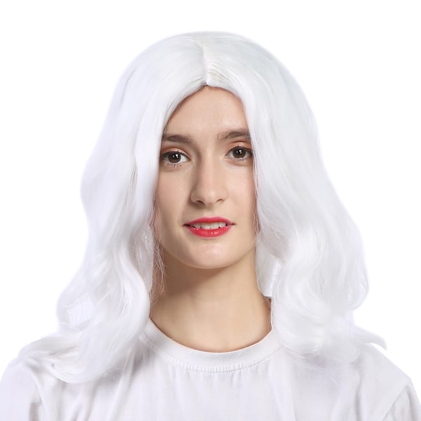 Cosplay Jultomte Peruk Syntetiskt Hår Vit Lång Lockig Vågig Peruk för Julfest