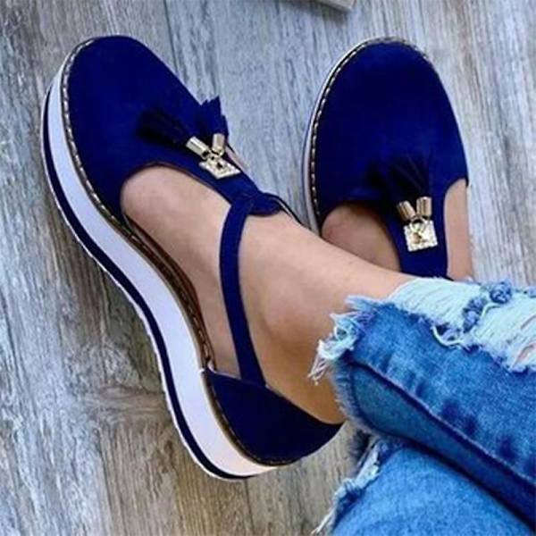 Sandaler för kvinnor, Mode tofsar avslappnade damskor blue 1 35