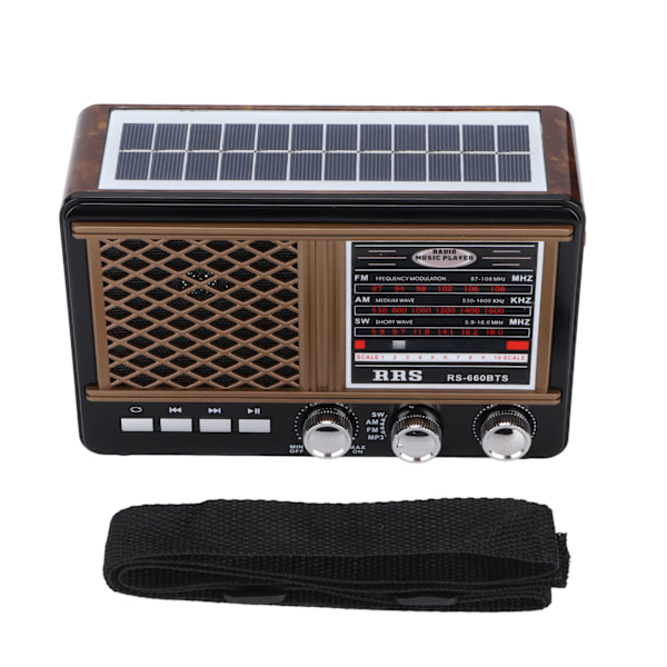 Nödväderradio Batteridriven Solcellsdriven Multibandsradio med Ficklampa för Utomhusnöd