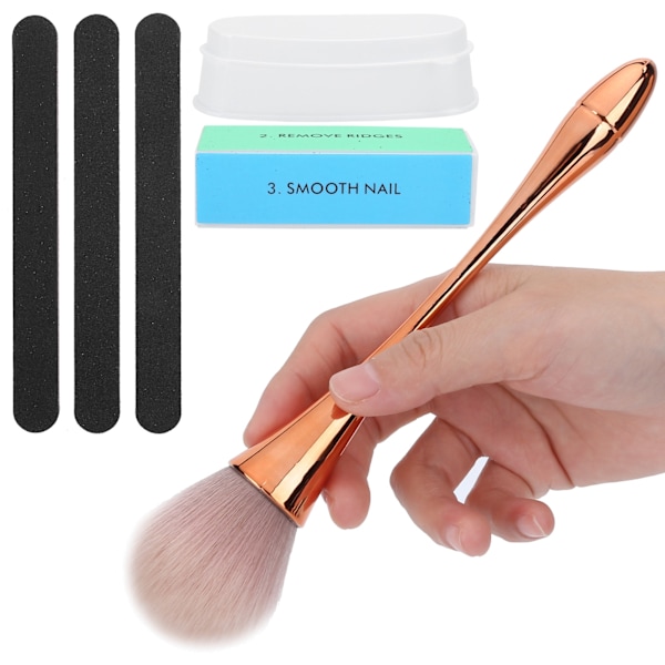 Fransk Dip Pulverbricka Set Manikyr Nagelfil och Buffer Block Art Dammborste
