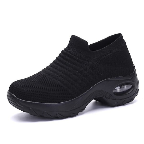Slip-on casual för kvinnor, bekväma sneakers black white 9.5