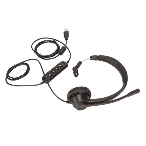 USB-headset för affärer med brusreducering, ensidig öronhörlur, stöd för volymjustering av samtal, mikrofonstängning