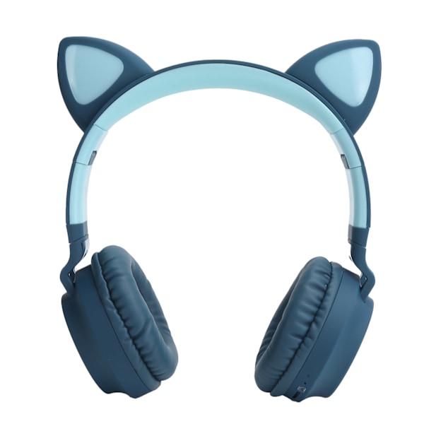 Kattöronhörlurar 3D LED-lampa Trådlös Bluetooth 5.0 Vikbara hörlurar med mikrofon Blå