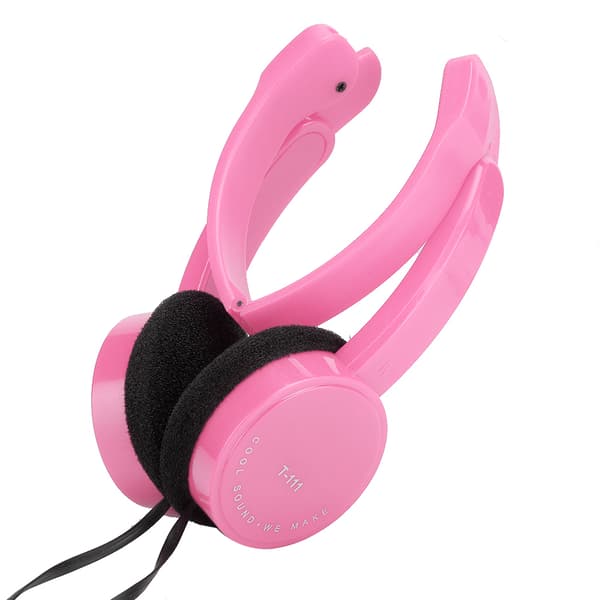 Vikbart Trådbundet Stereoheadset Barn Hörlurar med Mikrofon för Smartphone Tablet Rosa