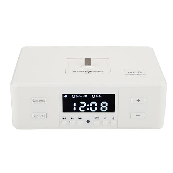 D9 3 i 1 Väckarklocka USB-Laddning Uppspelning FM Stereo Radio Bluetooth Högtalare 110-240V Vit EU
