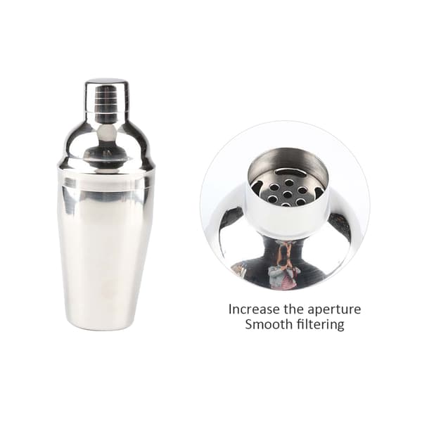 Cocktail Shaker Set med Träställ, Rostfritt Stål, Sil, Jigger, Muddler, Sked, Bartender Kit
