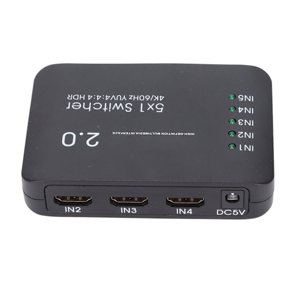 HD Multimedia Interface Switch 5 Port 4K vid 60Hz YUV 4:4:4 och HDR Hub 2.0 Switch med IR-fjärrkontroll för One X PS4 Pro