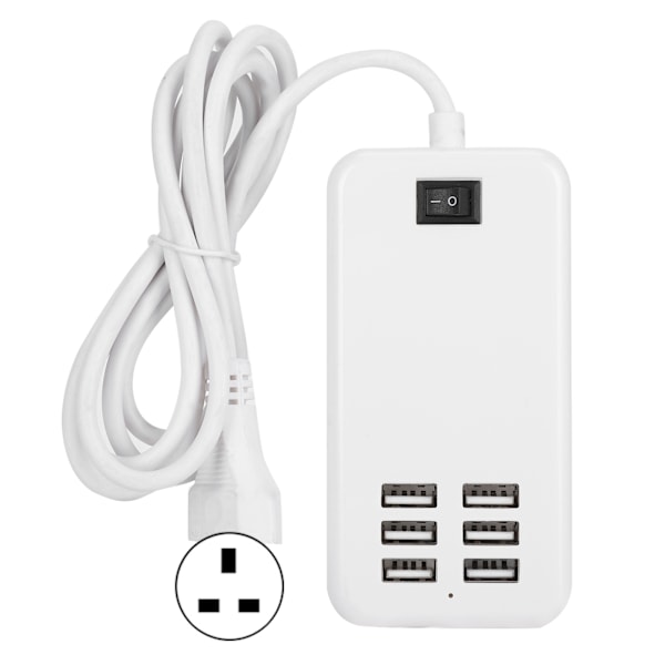 Laddare Adapter 6 Portar 30W USB Desktop Snabbladdningsstation Hub 100-240V UK-kontakt