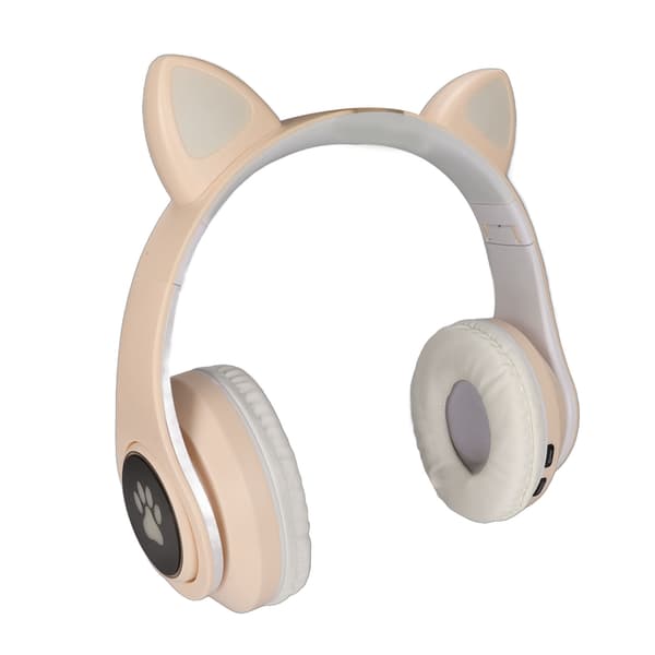 Lysande Katöron Bluetooth Hörlurar Bas Vikbara Trådlösa Hörlurar Andningslampa Headset