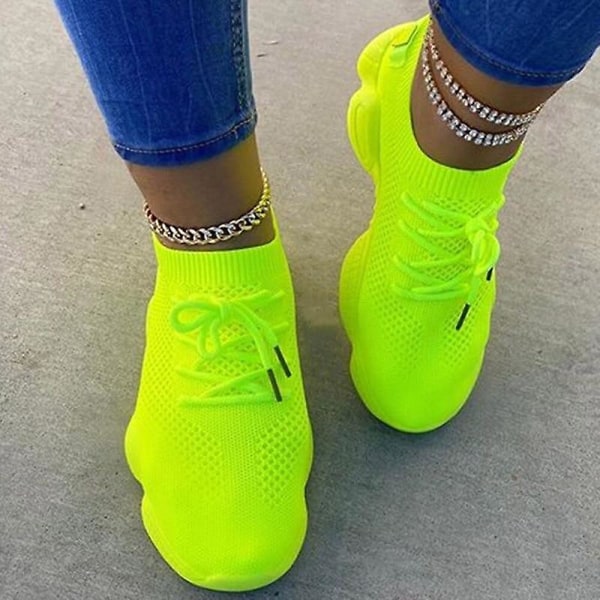 Air Mesh Dam Sneaker Sock Skor Light Green 39